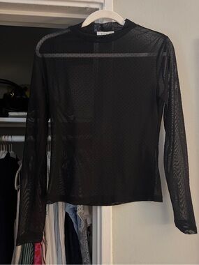 Staple the Label Polka Dot Mesh Top in Black